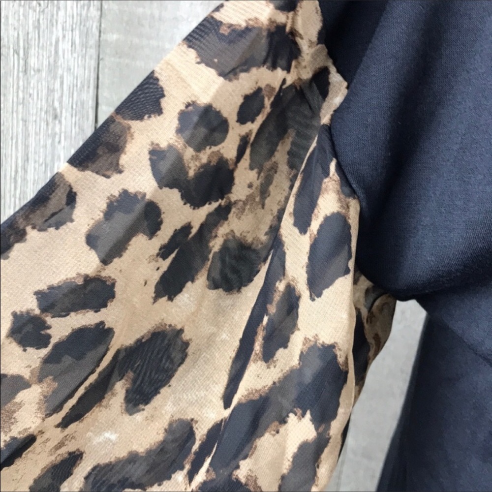 Leopard print sheer balloon sleeve top - Picture 5 of 5